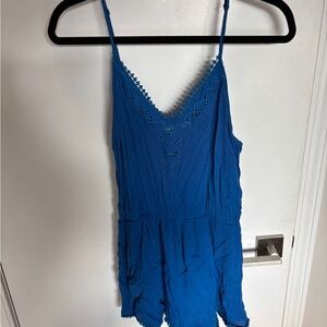 Blue Lace Trim Romper